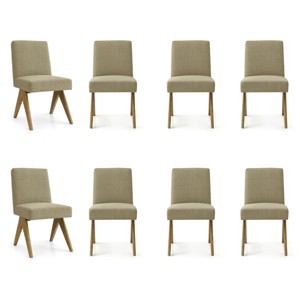 Modern Upholstered Dining Chairs Set of 8, Linen Armless Accent Side Chairs with Wood Legs for Kitchen, Dining Room or Living Room - Panipeachy - 1 of 4
