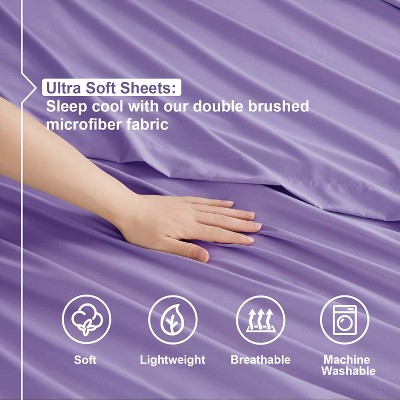 Lavender Full Deep Pocket Microfiber 4-Piece Bed Sheet Set