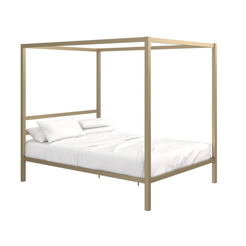 Photos - Bed Frame Queen Briella Metal Canopy Bed Gold - Room & Joy