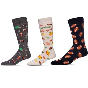 MeMoi Men's 3 Pair Pack Novelty Sports Crew Socks - 1 of 4