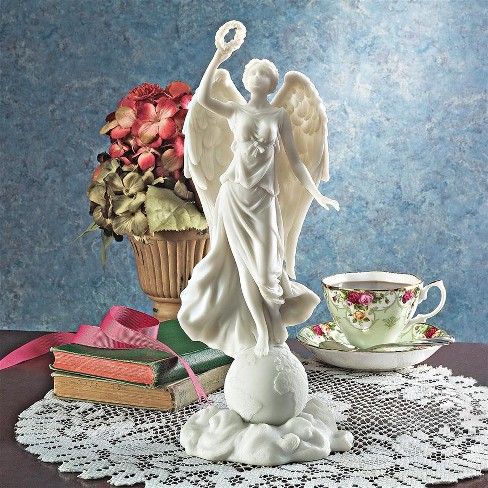 Design Toscano Angel of Peace Bonded Natural Marble Statue, white