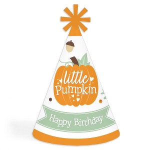 Big Dot of Happiness Little Pumpkin - Cone Happy Birthday Party Hats for Kids and Adults - Set of 8 (Standard Size) - 1 of 4