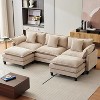 3-Seater L Shaped Modern Cloud Sofa Modular Sectional Couch with Pillow and Footstool for Living Room,Bedroom and Apartment - 4 of 4
