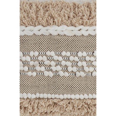 18'' Natural Cotton Moroccan Throw Pillow with Fringe and Braids