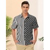 Lars Amadeus Men's Summer Stripe Polka Dots Short Sleeves Button Patchwork Hawaiian Shirt - 2 of 4
