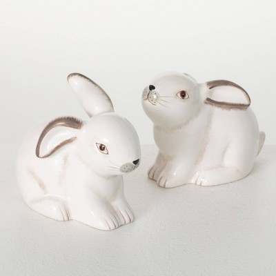 Sullivans 4" Sweet Sitting Bunny Figurines Set of 2  Ceramic