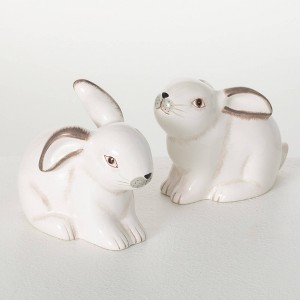 Sullivans 4" Sweet Sitting Bunny Figurines Set of 2  Ceramic - 1 of 3