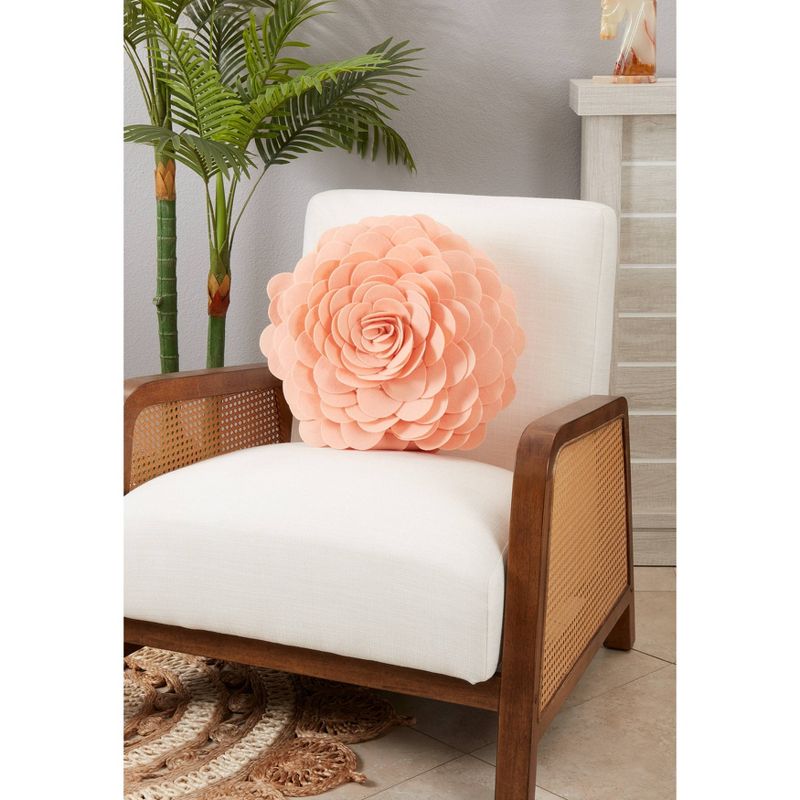 Flower Design Round Throw Pillow - Saro Lifestyle, 3 of 4