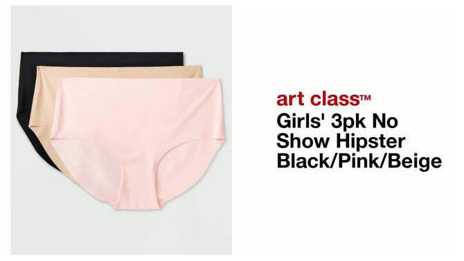 Girls' 3pk No Show Hipster - art class™ Black/Pink/Beige, 2 of 4, play video