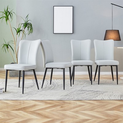 4Pcs Dining Chairs, Modern Minimalist Upholstered Dining Chairs With Backrest And Metal Legs, Kitchen Dining Room Chairs