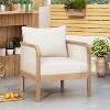 Gulches Outdoor Acacia Wood Patio Club Chair, Light Teak Finish with All-Weather Textilene Mesh & 4.7" Water-Repellent Beige Cushions, 400LBS - 3 of 4