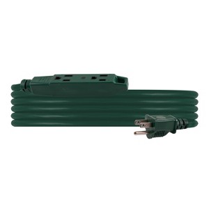 Philips 15' 3-Outlet Grounded Extension Cord Outdoor Green - 1 of 4