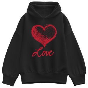 Women's - Instant Message - Love Heart Sketch Oversized Fleece