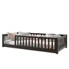Dolonm Twin Size Floor Bed with Safety Fence, Rubber Wood Low Profile Platform Bed for Kids, 76.6"L x 41.5"W x 17.5"H - 2 of 4