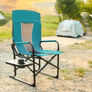 1 Piece Heavy Duty Camping Directors Chair,Oversized Portable Folding Chair with Side Pocket,Portable Camping Chair for Beach,Fishing-Coolbibila - 1 of 4