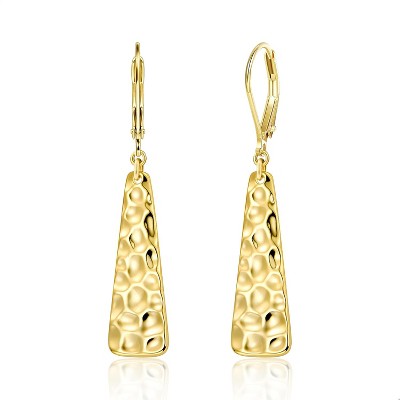925 Sterling Silver Dangle Earrings for Women, 14K Gold Plated French Leverback Earrings, Hypoallergenic Lightweight Statement