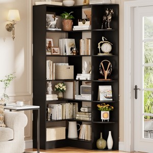 Besiost 6-Tiers Corner Bookshelves with Open Storage, 71" Tall Display Shelves for Bedroom - 1 of 4