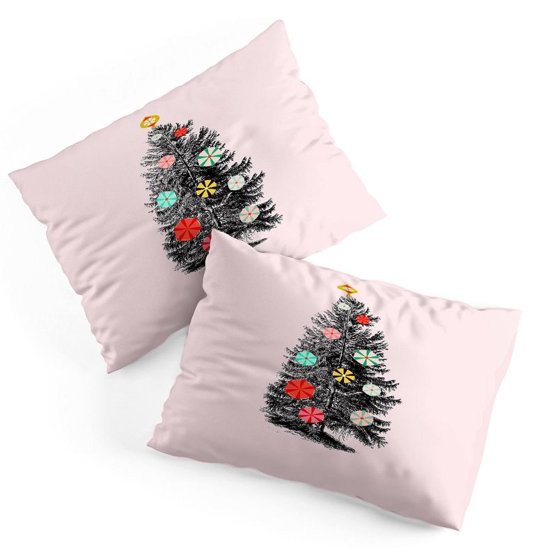 Twin Extra Long Showmemars Retro Christmas Tree 2 Polyester Duvet Cover + Pillow Shams Black - Deny Designs, 6 of 9