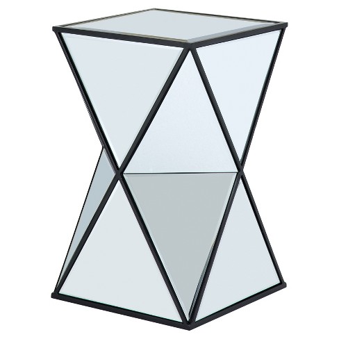 Luxury Angular Shape Beveled Mirror Silver Accent Table 