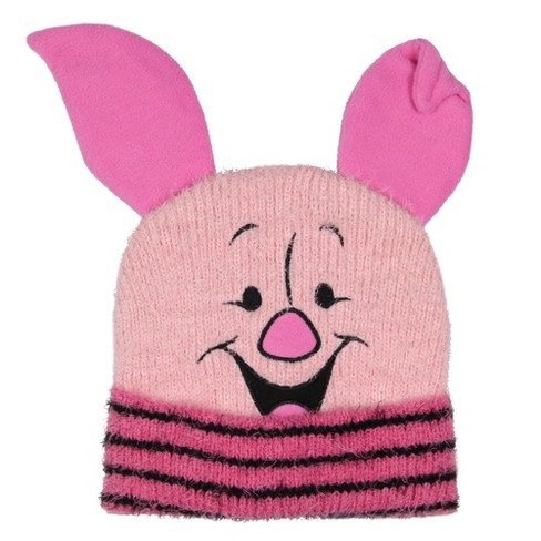 Disney Winnie The Pooh Piglet Embroidered Face and 3D ears Fuzzy Yarn Beanie Pink - image 1 of 4