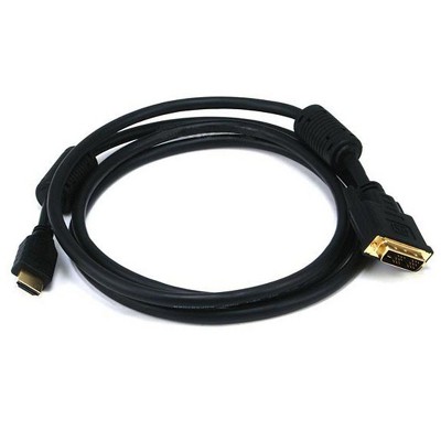 Monoprice High Speed Video Cable - 6 Feet - Black | 28AWG HDMI to DVI Adapter Cable with Ferrite Cores