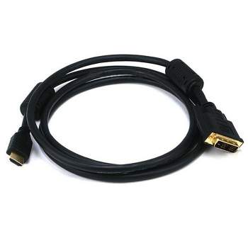 Monoprice HDMI to DVI Adapter Cable - 6 Feet - Black | High Speed, Video Cable, 28AWG, Ferrite Cores, Compatible with AVCHD / PlayStation 3 and More