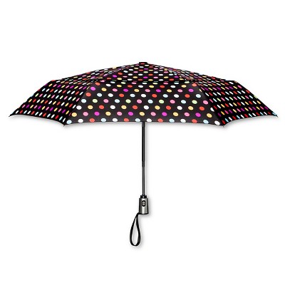 ShedRain Auto Open/Close Air Vent Compact Umbrella  - Black Polka Dot