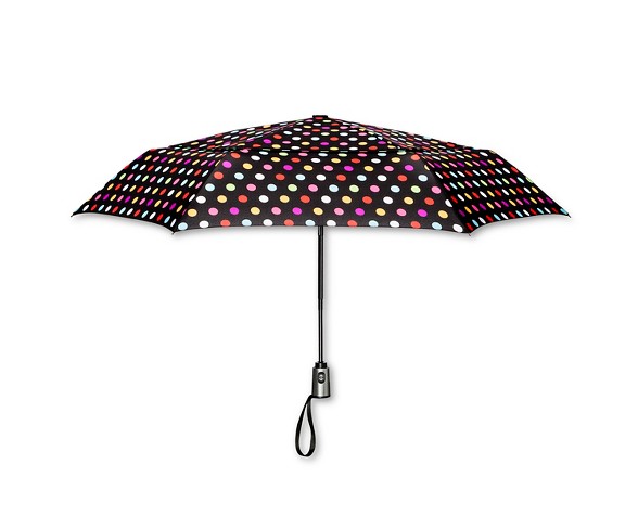 ShedRain Auto Open/Close Air Vent Compact Umbrella  - Black Polka Dot