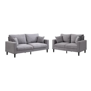 Sapphtopaz Corduroy High Resilience Sofa with Throw Pillows Modern Comfy Sofa Couch for Living Room,Bedroom,Apartment - 1 of 4
