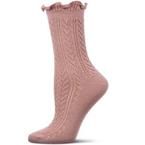 Memoi Women's Ruffle Pointelle Crew Socks - 1 of 3