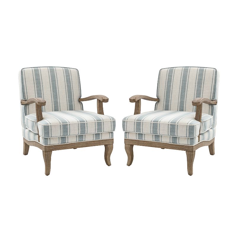 Rinaldo Farmhouse Style Armchair with Romantic Stripes Armchair for Living Room, Lounge, Bedroom Set of 2  | ARTFUL LIVING DESIGN, 1 of 11