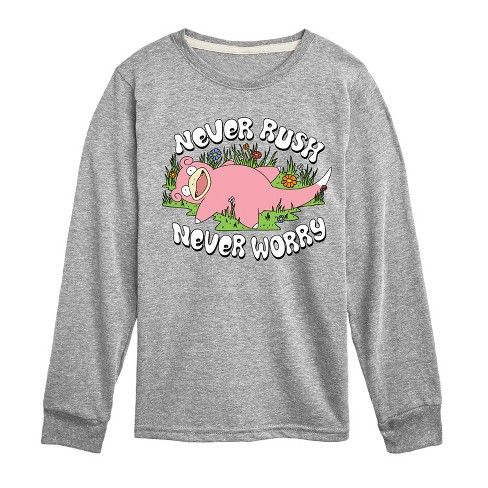 Boys' - Pokémon - Slowpoke Never Rush Never Worry Long Sleeve Graphic T-Shirt - image 1 of 4