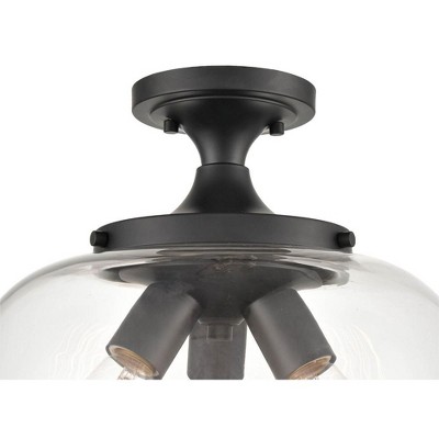 Ashford Matte Black Nickel Globe 13" Semi-Flush Ceiling Light
