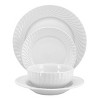 Elama Julia 16 Piece Scalloped Double Bowl Porcelain Dinnerware Set in White - 2 of 4