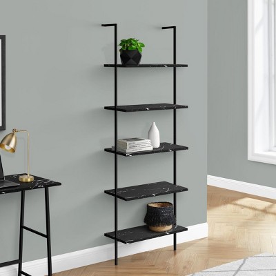 INFURNIC Decorative Bookshelf 5 Tier Etagere Ladder Black Metal Frame Open Storage Display Modern Style, Black, 23.75"*12"*72"