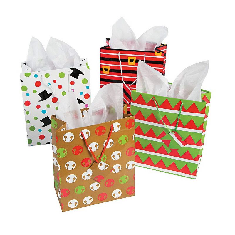 Medium Cheery Christmas Gift Bags with Tags, 1 of 2