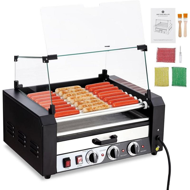 Electric 24 Hot Dog Sausage 9 Roller Grill Cooker Warmer Machine, 1 of 8
