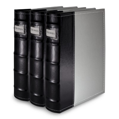 Bellagio-Italia CD/DVD Storage Binder - Gray - Leather - 144-Disc Capacity - 3 Pack