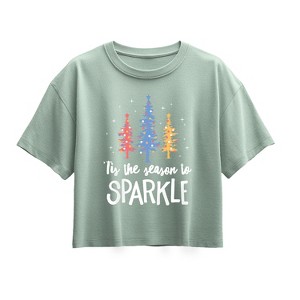 Girls' - Instant Message - Season To Sparkle Short Sleeve Boxy Graphic T-Shirt - 1 of 2