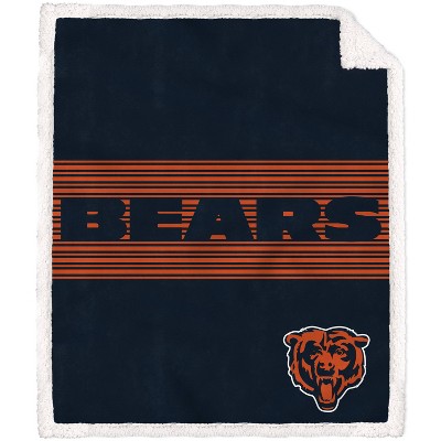 NFL Chicago Bears Center Stripe Trim Sherpa Trim Blanket