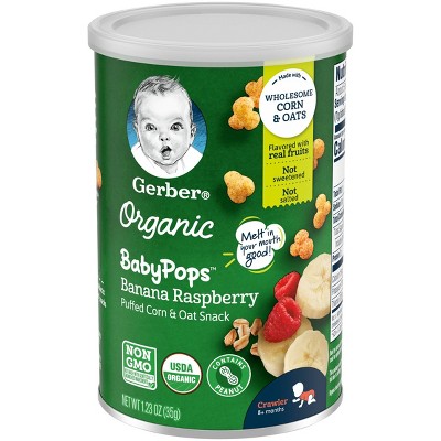 Gerber Organic BabyPops Banana Raspberry Puffed Corn & Oat Baby Snacks - 1.23oz