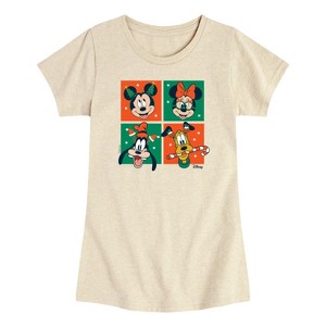 Girls' - Disney - Mickey And Friends Christmas Grid Short Sleeve Graphic T-Shirt - 1 of 2
