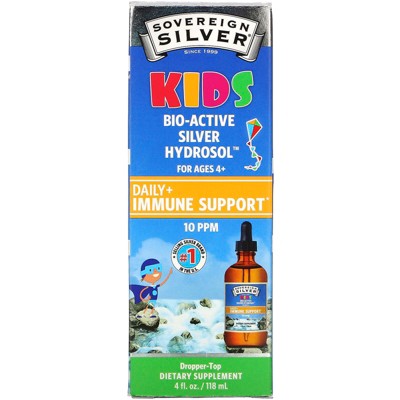 Sovereign Silver Kids Bio-Active Silver Hydrosol, Daily Immune Support, Ages 4+, 10 PPM, 4 fl oz (118 ml)