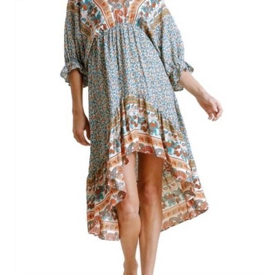 Women's Mixed Print Bohemian Midi Dress - umgee