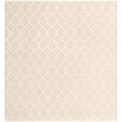 Vanilla Bean Geometric Hand-Knotted Wool Square Rug