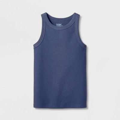 Cat & Jack Girls' Ribbed Fitted Tank Top - Cat & Jack™ Blue M — фото 2
