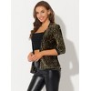 Allegra K Women's Open Front Collarless 3/4 Sleeve Sequin Velvet Jacket - 3 of 4