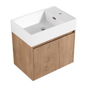 SEVOBAL Bathroom Vanities 24 Inch Bathroom Cabinet With Sink Soft Close Doors for Bathroom, Beige, 23.6"*15.8"*23.3" - 1 of 4