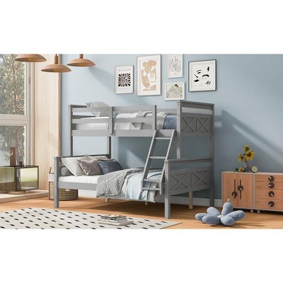 NicBex Twin over Full Bunk Bed with Full-Length Guardrail,Loft Bed with Ladder and Converts to 2 Beds,Noise Reduced Bunk Beds for Bedroom