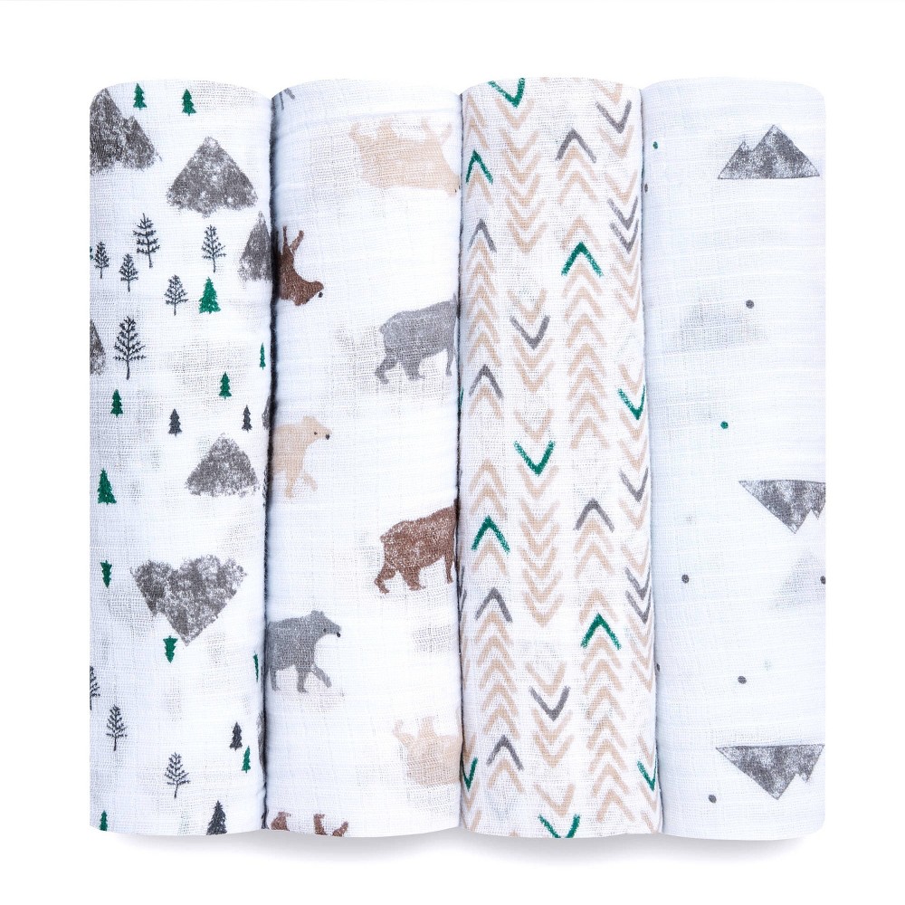 Photos - Children's Bed Linen aden + anais Essentials Swaddle Blanket - Bear - 4pk